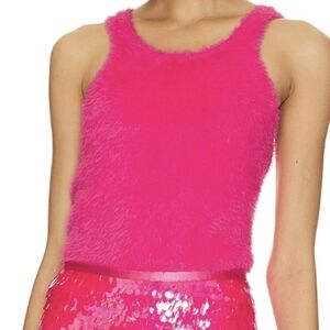 Le Superbe Fuzz Yeah Rib Tank in Bright Strawberry